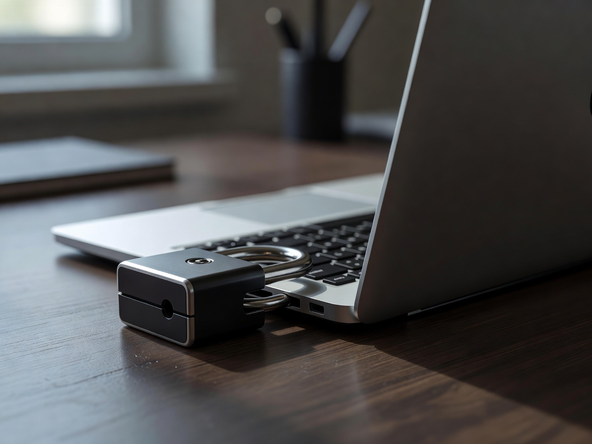 Sicherheitsschloss auf einem Laptop zur Symbolisierung von Blockierungssoftware